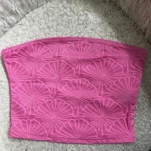 Pink Textured Strapless Top